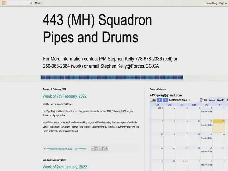 Website preview for 443squadronpipesanddrums.blogspot.com