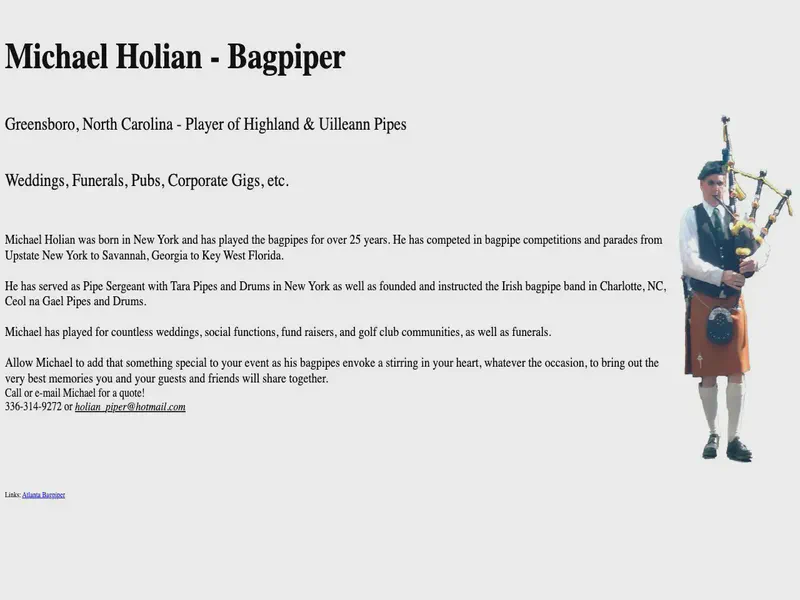 Website preview for holianpiper.com