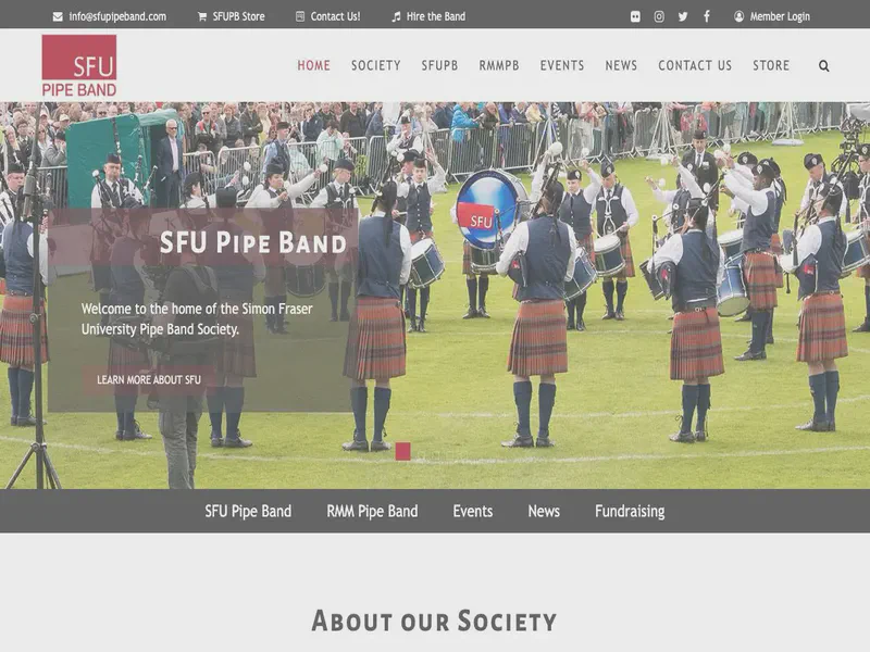 Website preview for sfupipeband.com