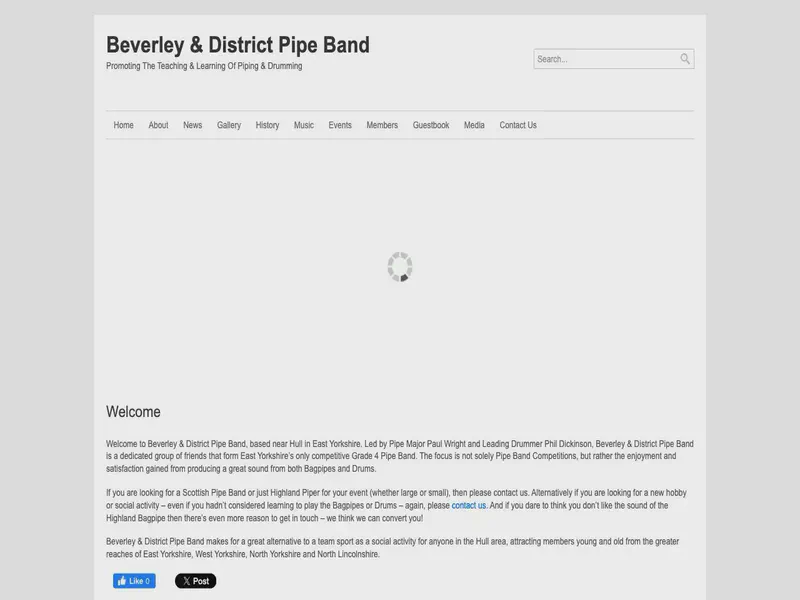 Website preview for www.bevpipeband.com