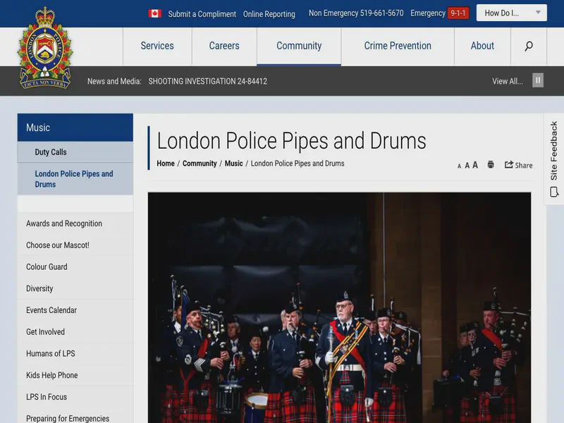 Website preview for www.londonpolice.ca